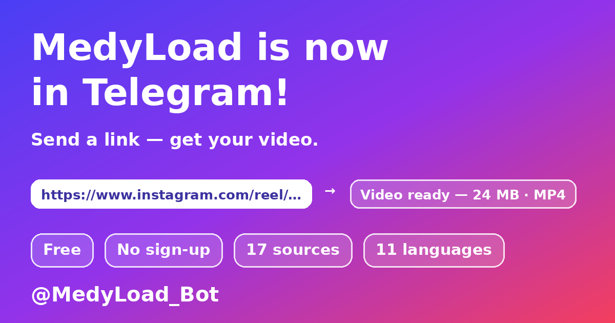 MedyLoad — Videos über Telegram-Bot herunterladen